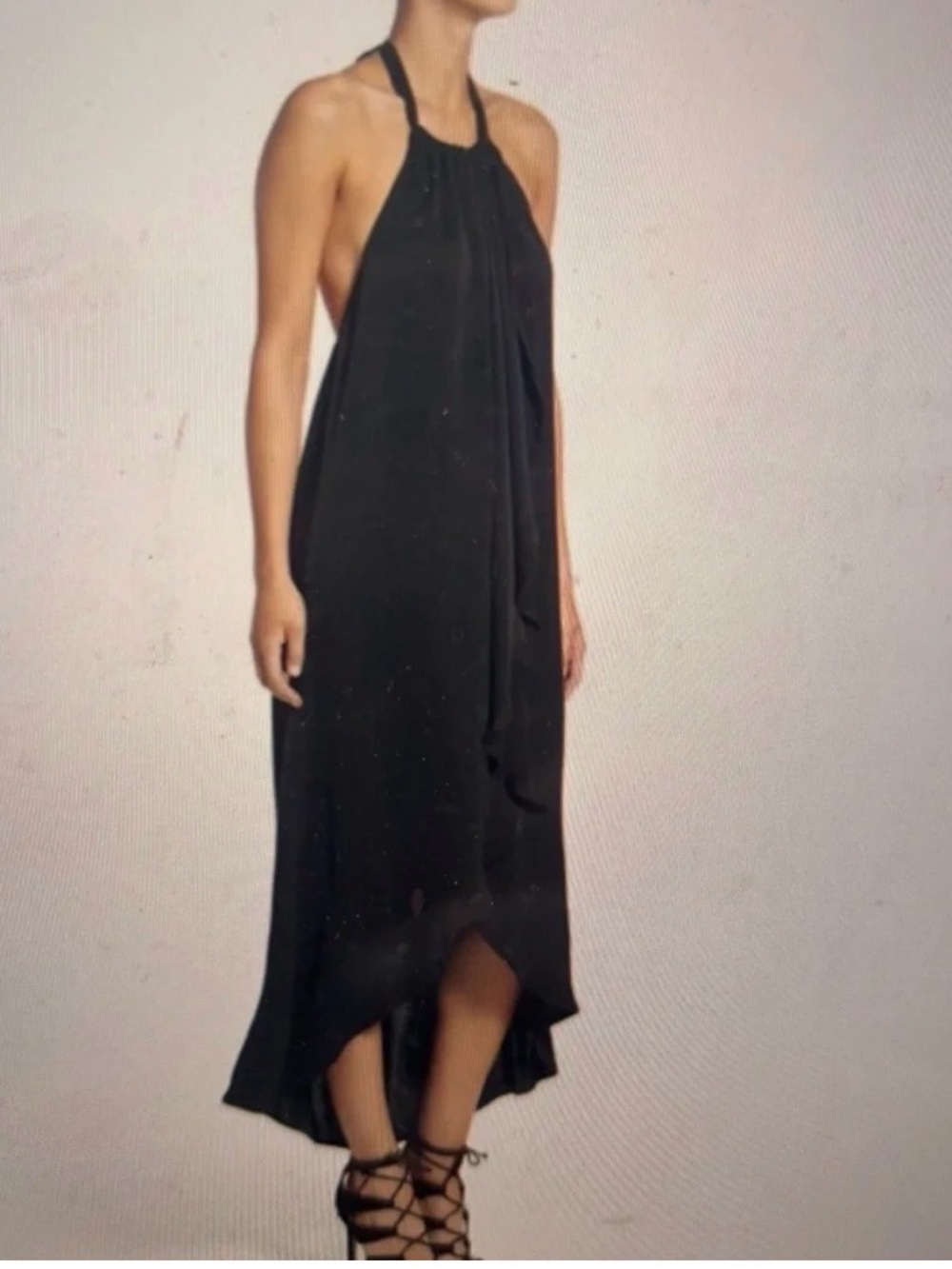 Ella Moss size M ruffle cascade black dress